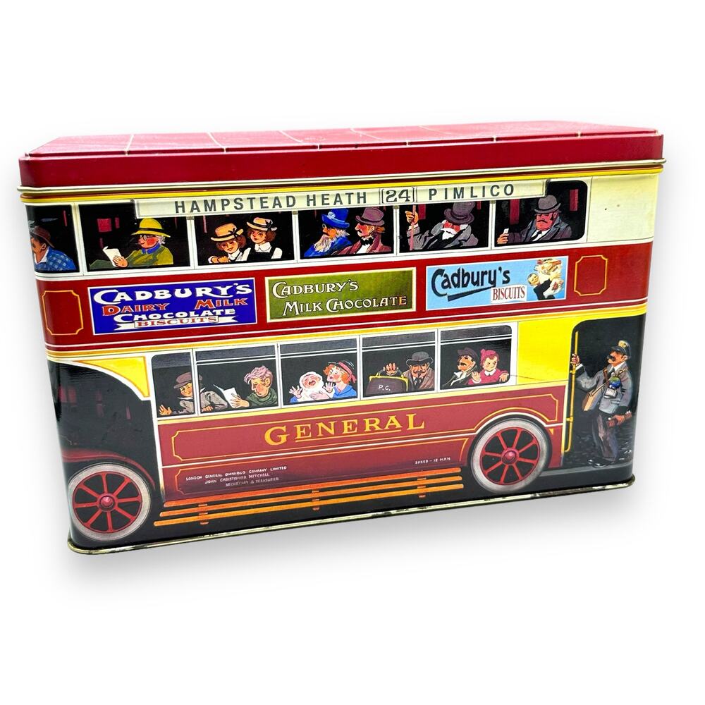 CADBURY FINGERS VINTAGE TIN 90s from UK DOUBLE DECKER BUS storage stash